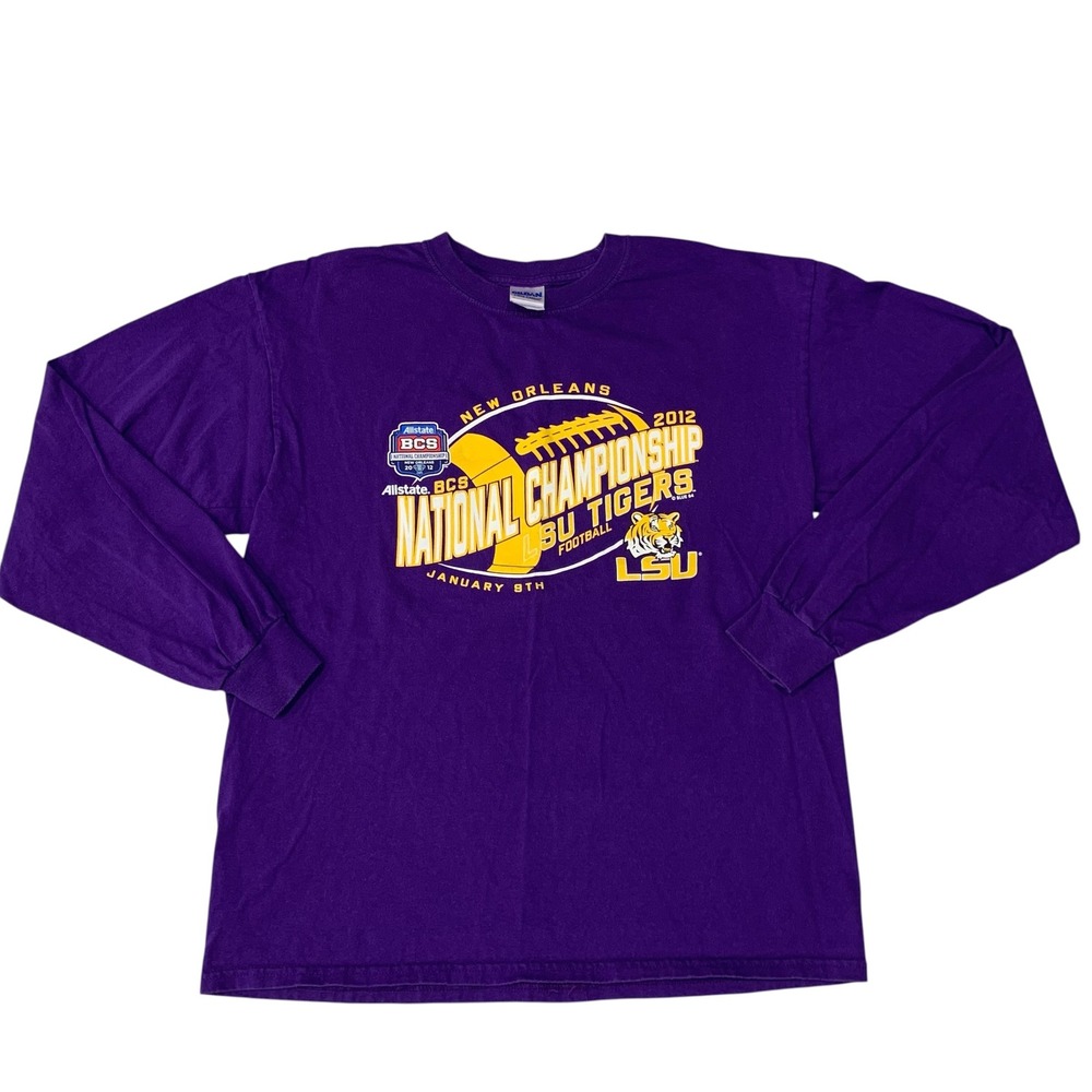 LSU Tigers 2012 BCS National Championship Game Long Sleeve Shirt Large Purple